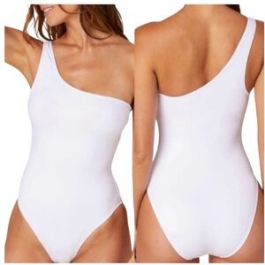 Andie Swim The Nantucket One Piece Swimsuit Size L White One Shoulder NWT